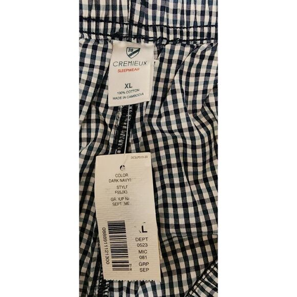 CREMIEUX LOUNGWEAR GINGHAMCHECKS BLUE/WHITE ELASTIC DRAWSTRING PAJAMA PANTS XL. - Picture 5 of 5